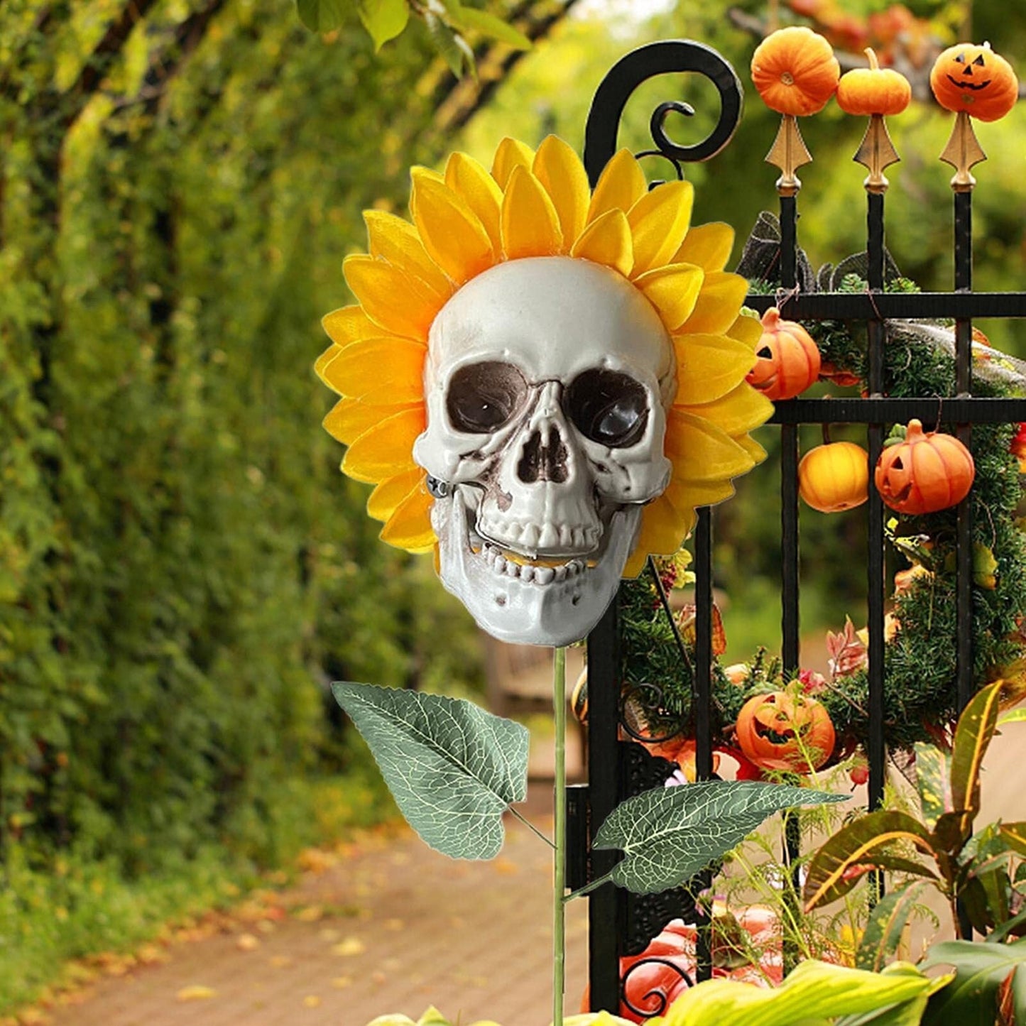 Sunflower Skeleton Flower A — Command Attention with Bold, Handmade Halloween Drama