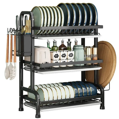 TitanDry™ 3-Level Dish Organizer — Transform Cluttered Counters into a Stunning, Orderly Kitchen Command Center