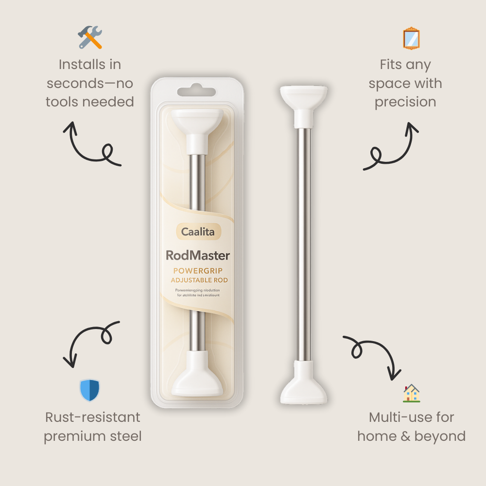 RodMaster™ PowerGrip Adjustable Rod — Snap It In Place and Own a Flawless, Damage-Free Home Instantly