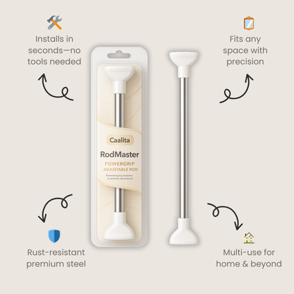 RodMaster™ PowerGrip Adjustable Rod — Snap It In Place and Own a Flawless, Damage-Free Home Instantly
