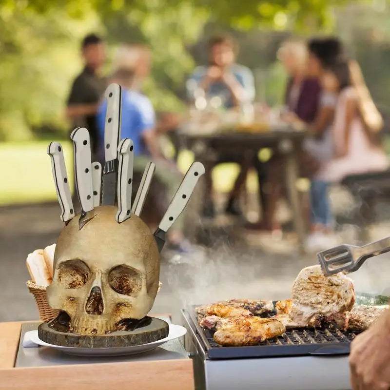 GraveGrip Skull Knife Tower — Command Killer Style and Unleash Raw Power in Your Kitchen