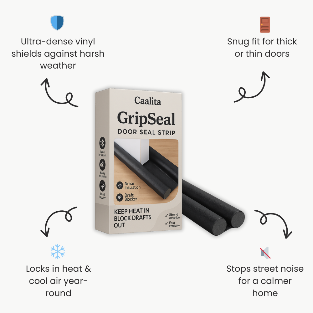 GripSeal™ Door Seal Strip — Lock Out Noise, Drafts, and Energy Waste for Year-Round Comfort (1+1 free)