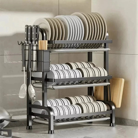 TitanDry™ 3-Level Dish Organizer — Transform Cluttered Counters into a Stunning, Orderly Kitchen Command Center