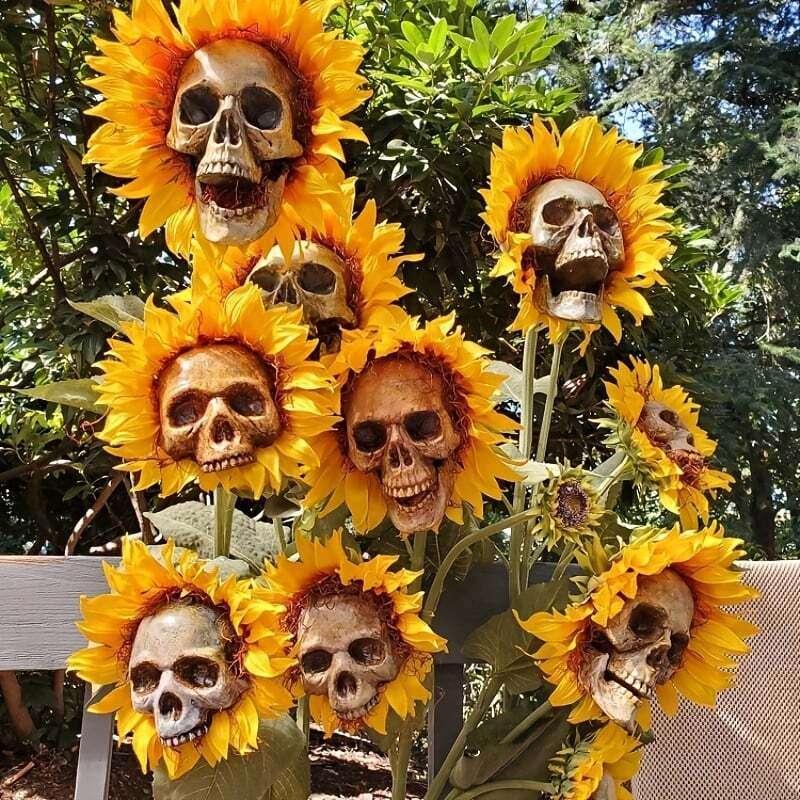 Sunflower Skeleton Flower A — Command Attention with Bold, Handmade Halloween Drama