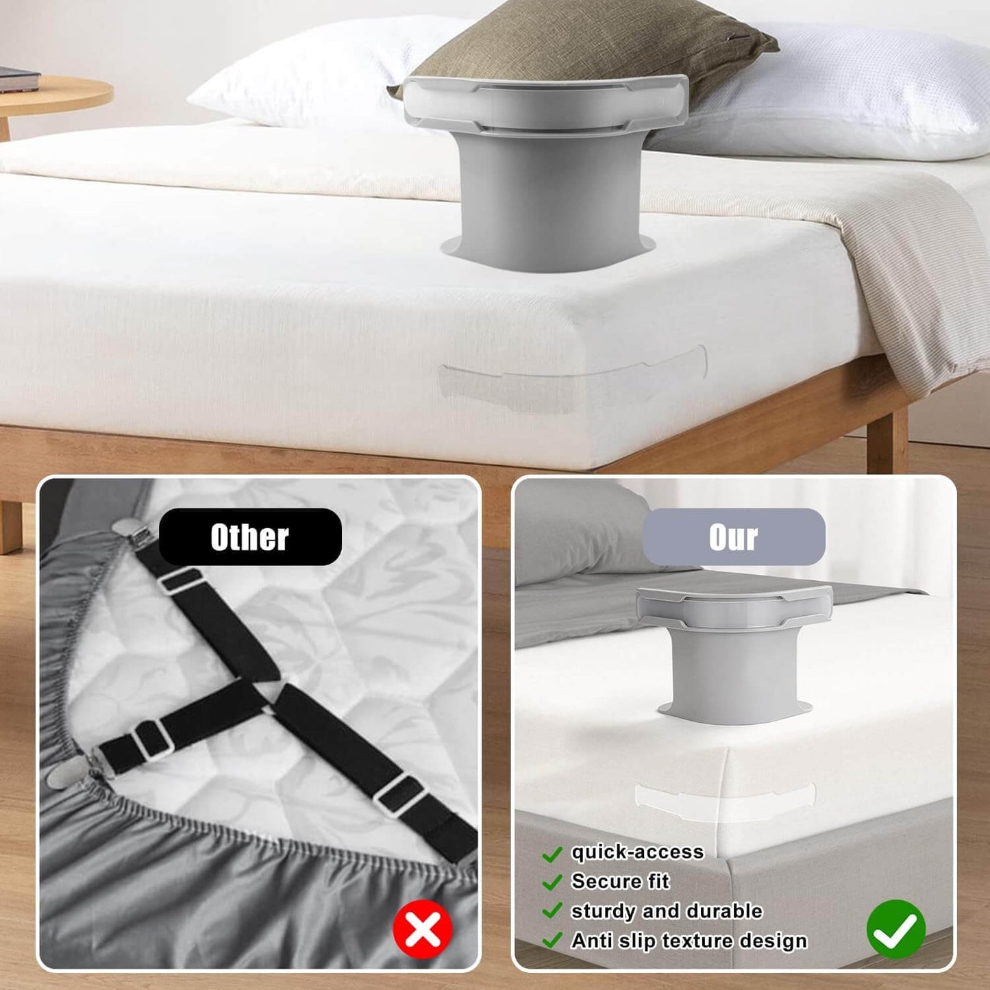 Bedding Anchors (4-Pack) — End Sheet Struggles Forever with Unshakeable Nighttime Comfort