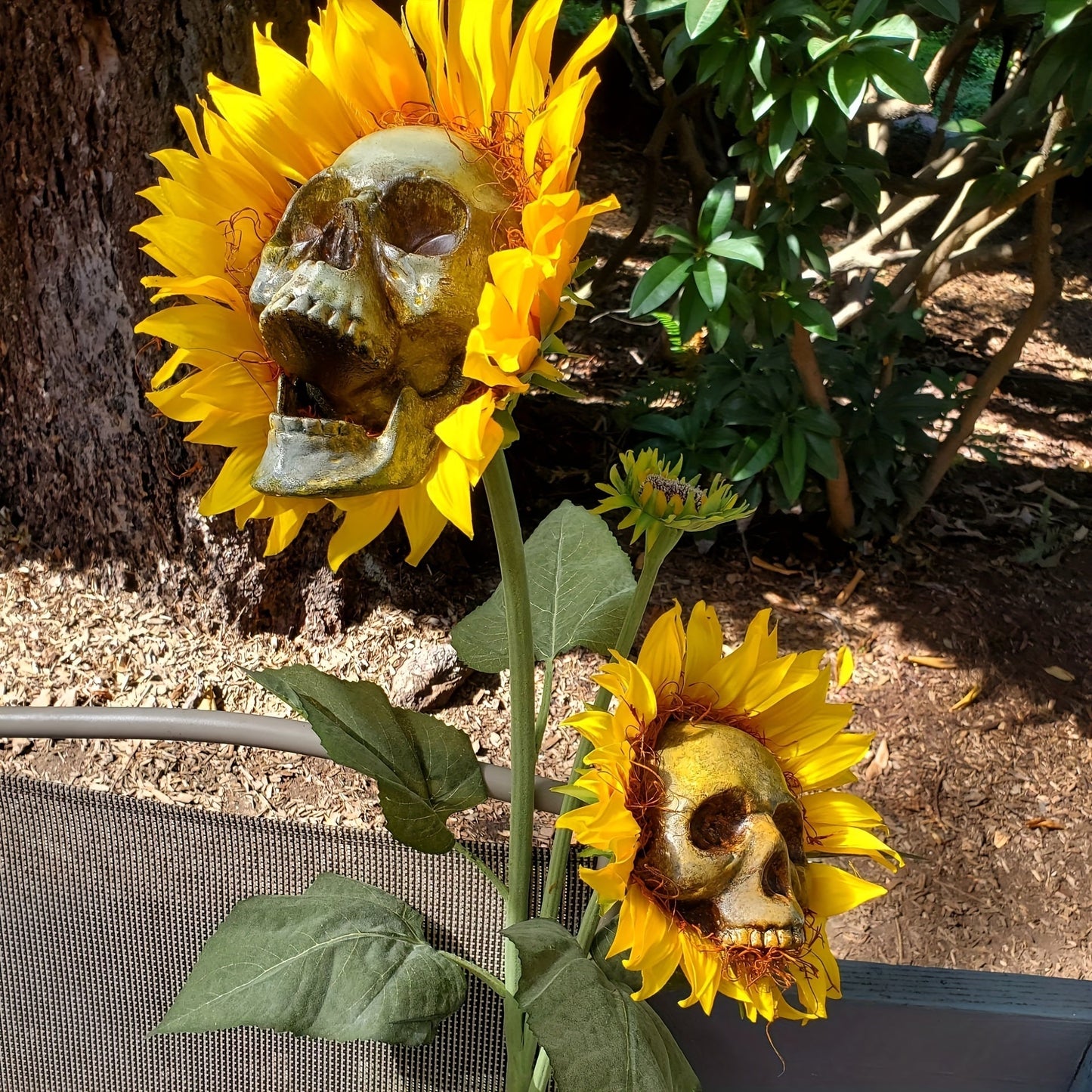 Sunflower Skeleton Flower A — Command Attention with Bold, Handmade Halloween Drama