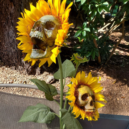 Sunflower Skeleton Flower A — Command Attention with Bold, Handmade Halloween Drama