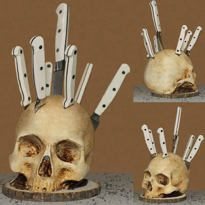 GraveGrip Skull Knife Tower — Command Killer Style and Unleash Raw Power in Your Kitchen